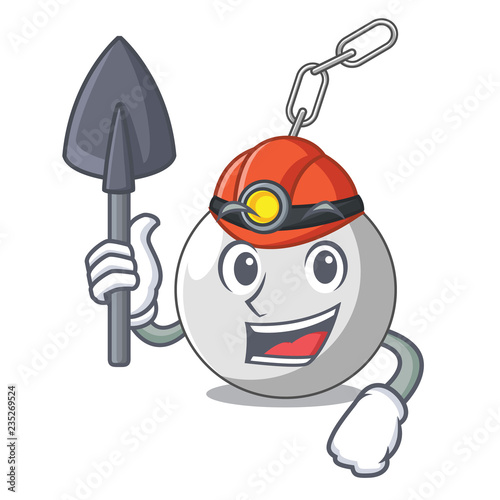 Miner wrecking ball isolated on a mascot