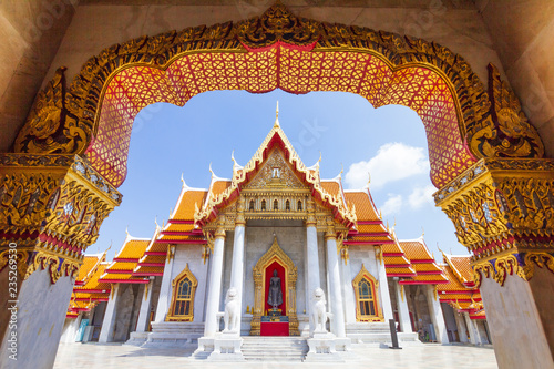 Thailand temple - The Marble Temple, Wat Benchamabopitr Dusitvanaram. Most populars attraction for Thai and foreigner traveller.