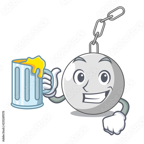 With juice wrecking ball isolated on a mascot