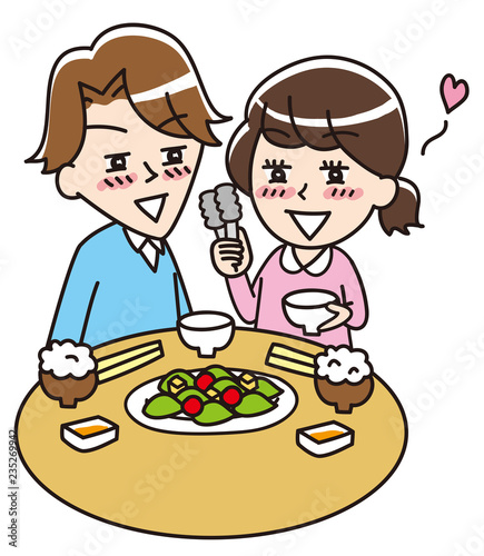 A woman dividing a dish
