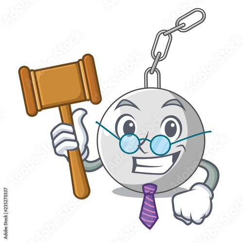 Judge wrecking ball attached character on hitting