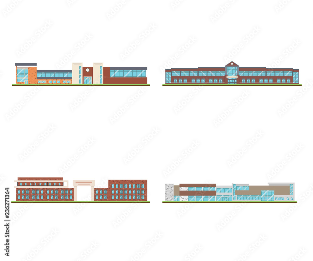 Obraz premium Set of modern office, school building or university and architecture design.
