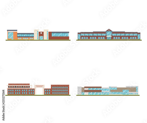 Set of modern office, school building or university and architecture design.