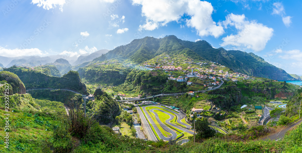 View of Faial village and Go-kart track, Madeira island, Portugal
