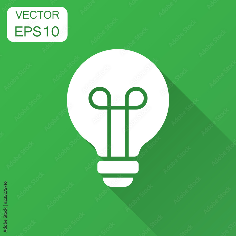 Light bulb icon in flat style. Lightbulb vector illustration with long shadow. Lamp idea business concept. Light bulb icon in flat style. Lightbulb vector illustration with long shadow. Lamp idea business concept.