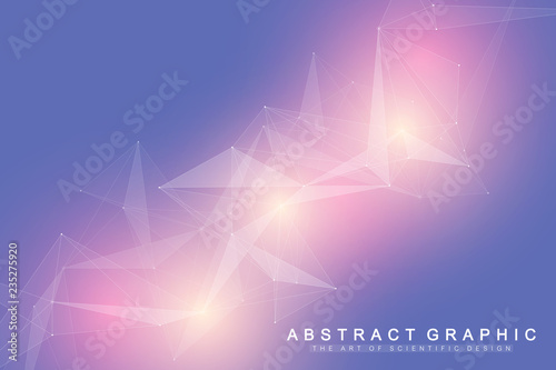 Scientific vector illustration genetic engineering and gene manipulation concept. DNA helix, DNA strand, molecule or atom, neurons. Abstract structure for Science or medical background. Wave flow