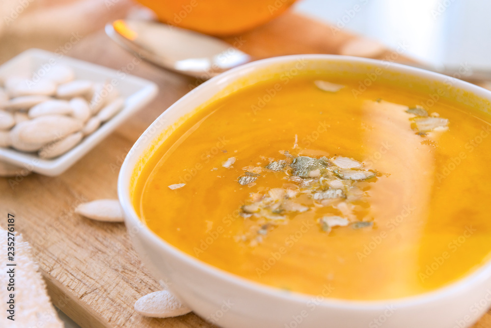 pumpkin soup in a bowl, vegetable cream soup pumpkin soup in a bowl, vegetable cream soup