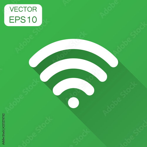 Wifi internet sign icon in flat style. Wi-fi wireless technology vector illustration with long shadow. Network wifi business concept.