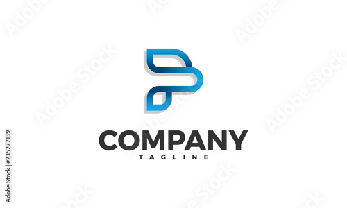 F P Letter Blue Logo Template