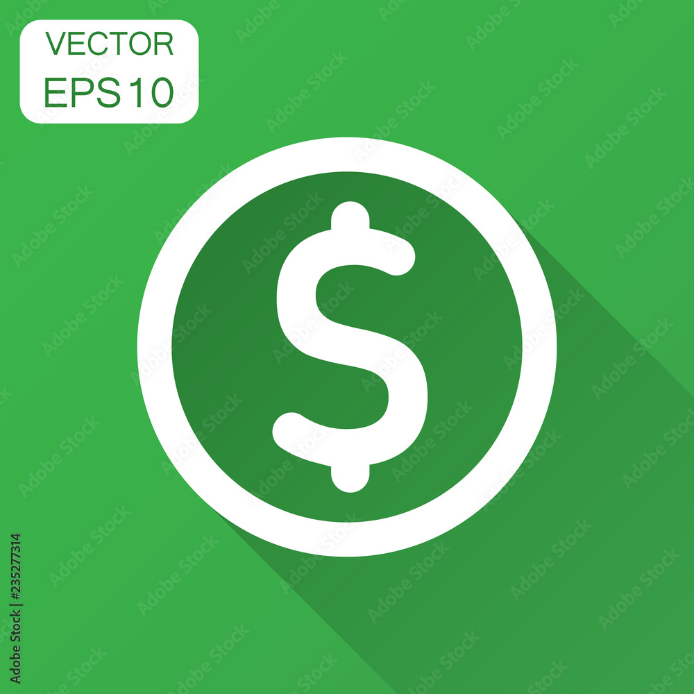 Coins stack icon in flat style. Dollar coin vector illustration with long shadow. Money stacked business concept. Coins stack icon in flat style. Dollar coin vector illustration with long shadow. Money stacked business concept.