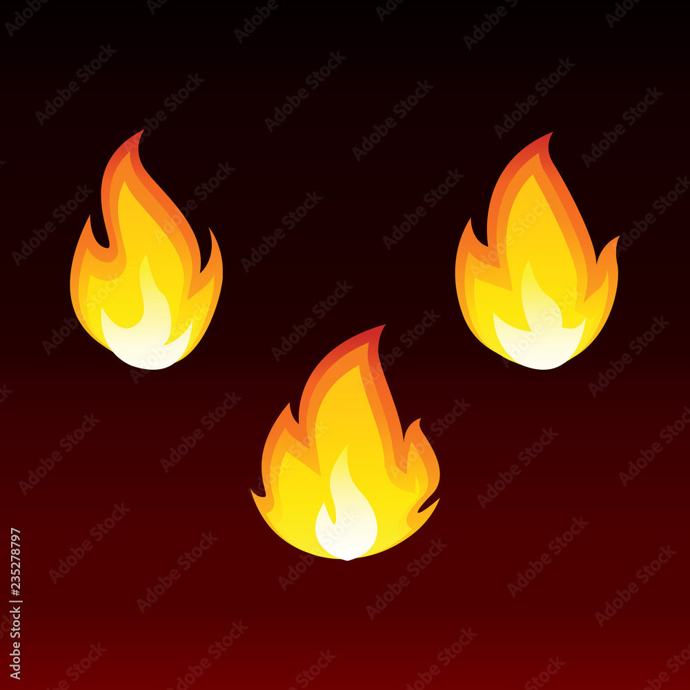 Isolated fire set vector Isolated fire set vector