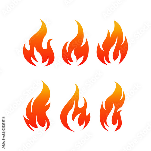 Isolated fire set. Flame vector set