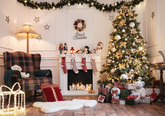 Empty christmas room with copy space