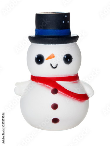 snowman toy on white isolated background