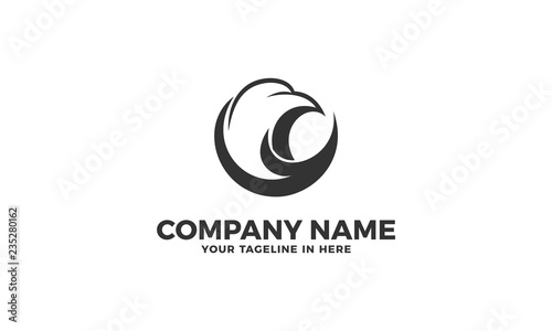 Silhouette Eagle character Circle Logo Template