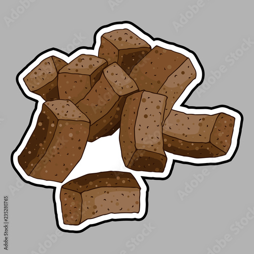 Rye crackers icon. Vector illustration salty crackers. Hand drawn snack rye crackers.