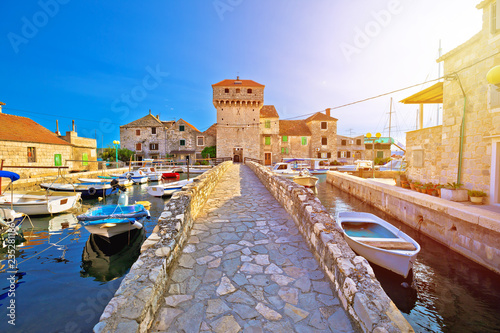 Kastel Gomilica old town on the sea near Split sunset view