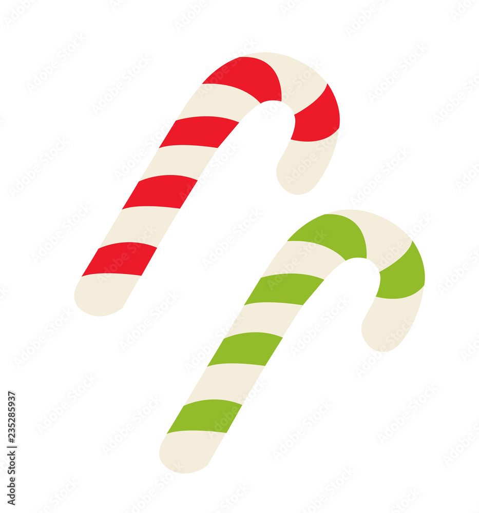 Candy cane icon flat vector isolated on white Christmas and New Year Candy cane icon flat vector isolated on white Christmas and New Year