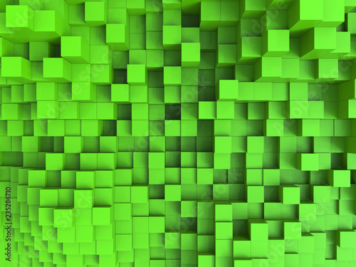 3D render - abstract green cubes background