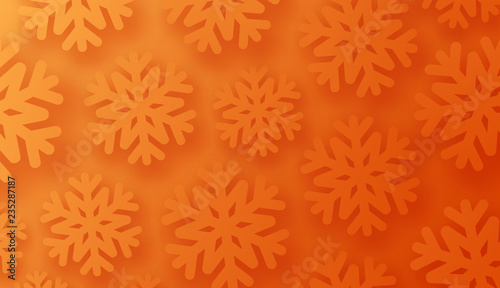 Orange winter poster with snowflakes for seasonal  Christmas and New Year decoration.