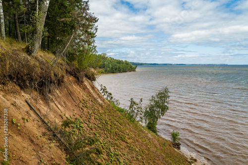Fototapeta Naklejka Na Ścianę i Meble -  View of the Volga River on a windy summer day