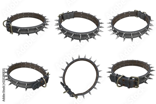 Valokuvatapetti doggy leather collar on an isolated white background