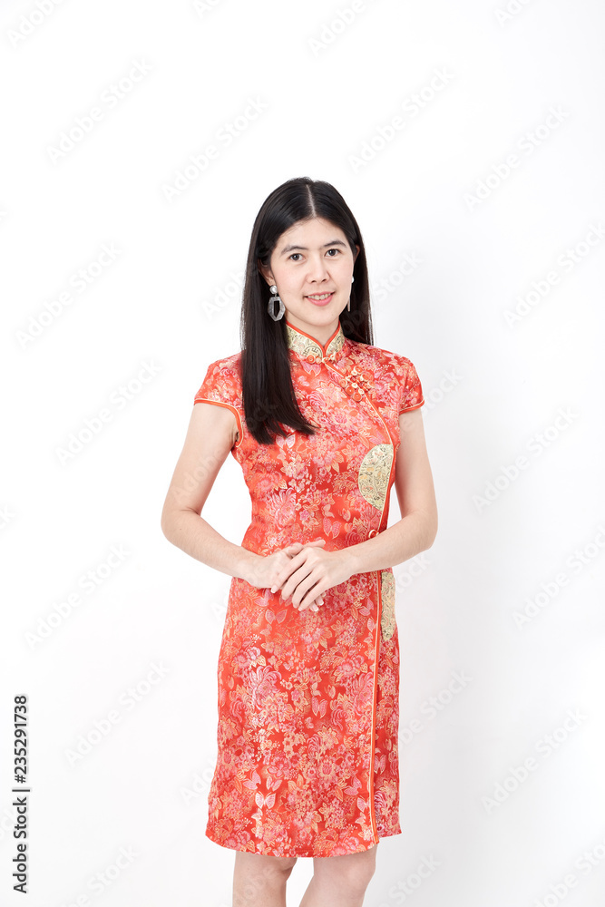 Chinese new year woman wearing Chinese dress Chinese new year woman wearing Chinese dress