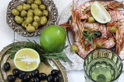 Langoustine with lime, olives and white wine
 photo