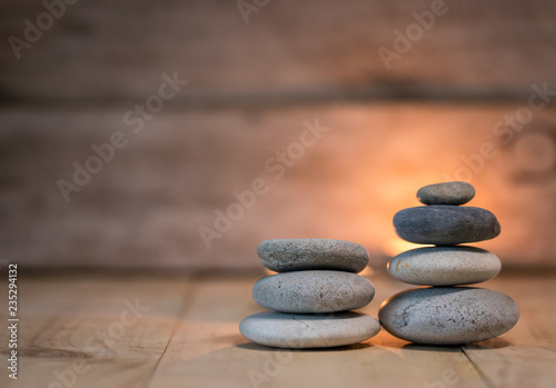 Zen background with rock and wooden texture