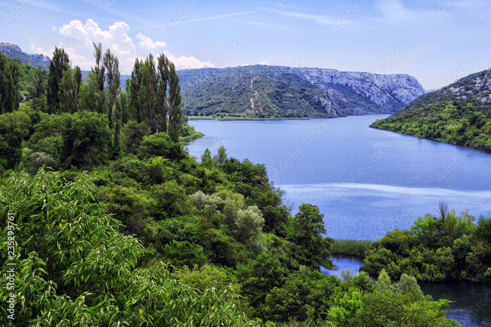 Obraz premium Krka river valley, Krka National Park in Croatia.
