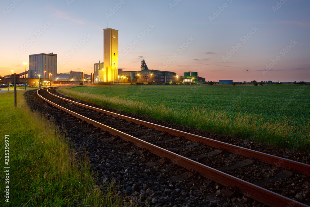 Railroad Track To Salt Mine At Dusk Railroad Track To Salt Mine At Dusk