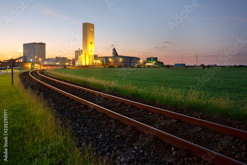 Railroad Track To Salt Mine At Dusk