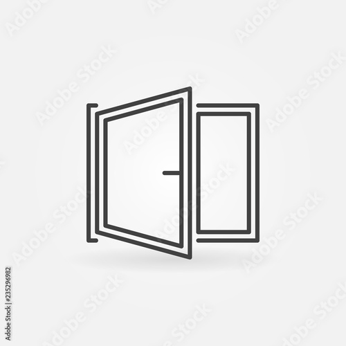 Window icon. Vector Open window symbol or logo element in thin line style
