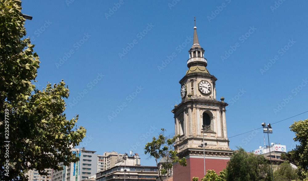 The church of San Francisco, Catholic temple and old convent, in the Alameda, the main avenue of Santiago de Chile. The church of San Francisco, Catholic temple and old convent, in the Alameda, the main avenue of Santiago de Chile.