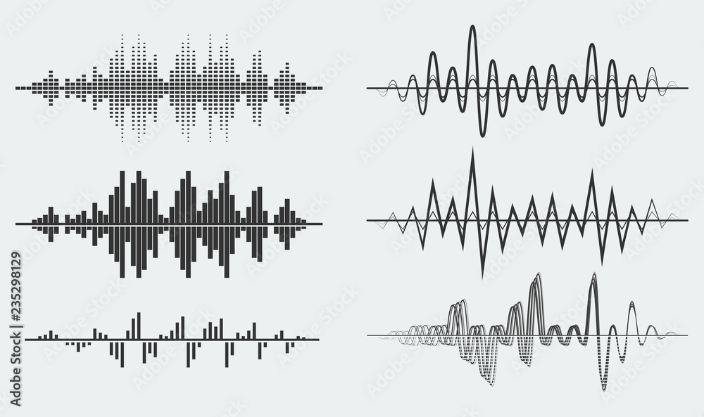 Vector sound waves - obrazy, fototapety, plakaty 