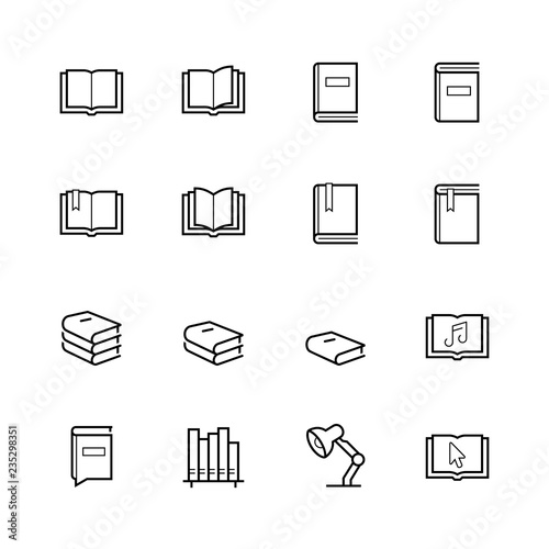 Reading related icon set in line style