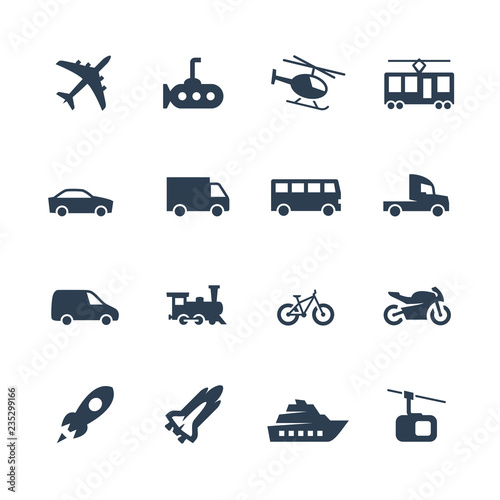 Transport vector icons set, side view