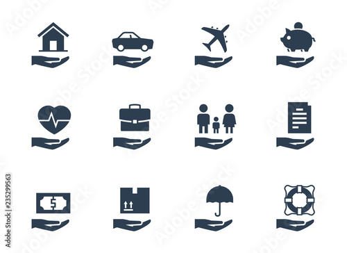 Insurance conceptual vector icon set