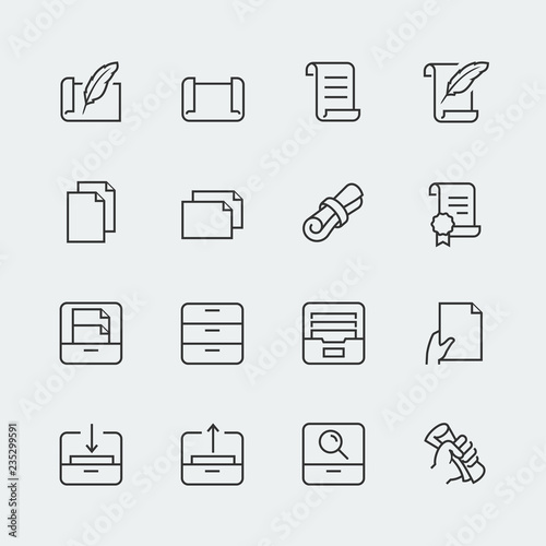 Paper, documents and archive related icon set in thin line style © DGTL Graphics sro