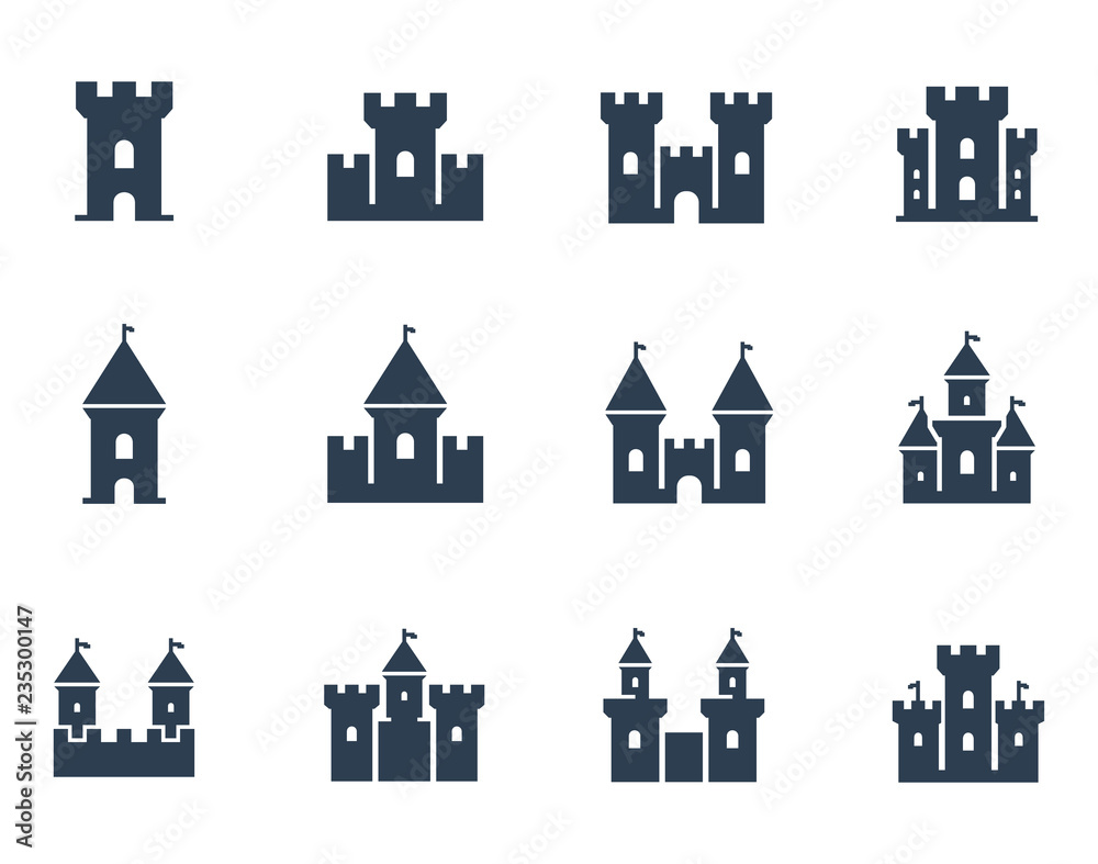© D Graphics - Vector medieval castles icon set