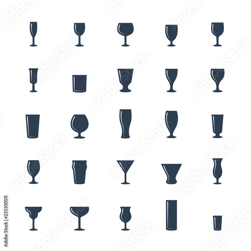 Bar glasses vector icon set