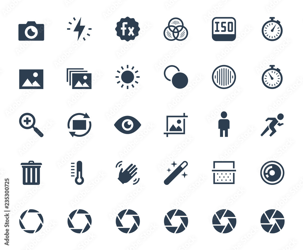 Photography and digital camera related vector icon set Photography and digital camera related vector icon set