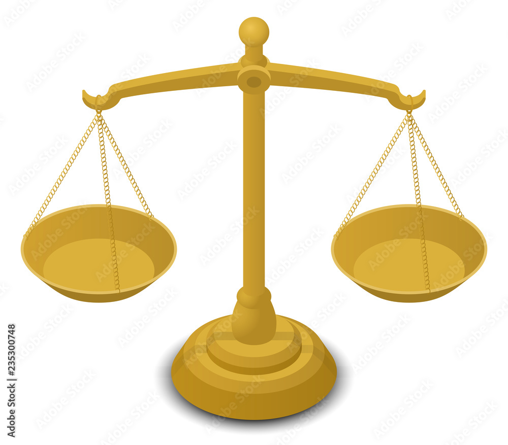 Isometric golden scales over white background Isometric golden scales over white background