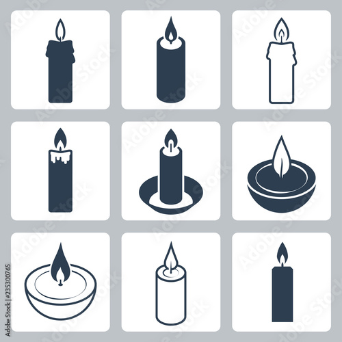 Candles vector icon set