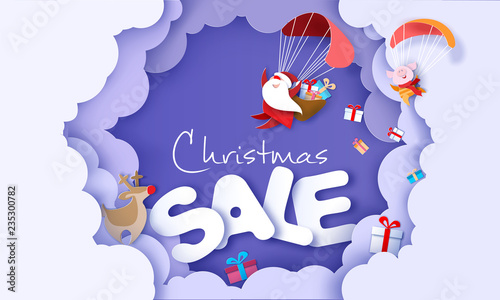 2019 New Year Sale design card with Santa Claus