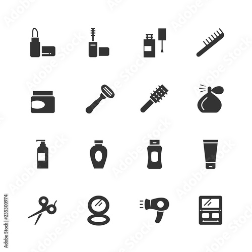 Cosmetics and beauty vector icon set