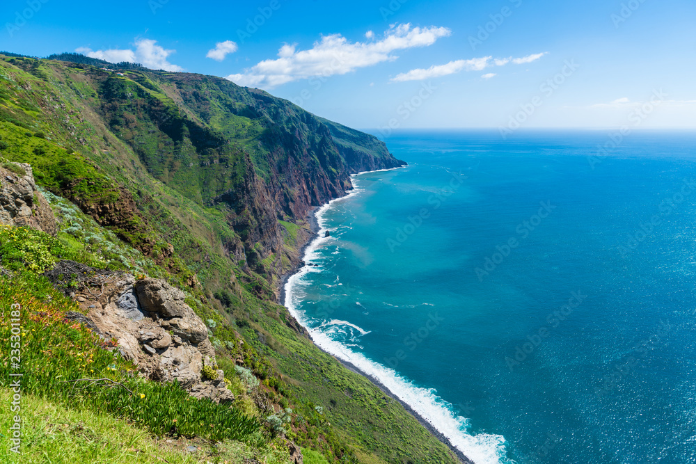 Landscape on Madeira islands, view from Ponta do Pargo, Portugal