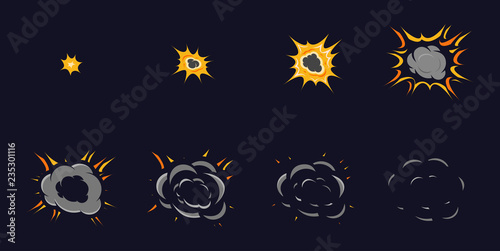 Vector cartoon explosion frames for animation