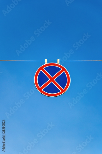 road sign stop and parking is prohibited