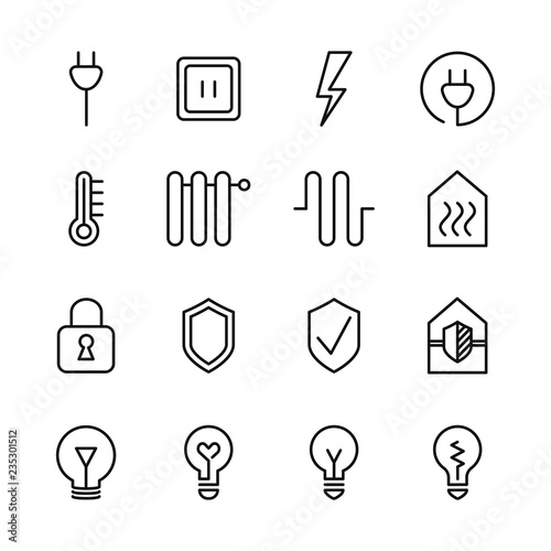 Set of Smart House Related Vector Line Icons
